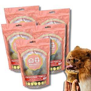 Kit 5 Pele Bovina Enrolada Mordedor Natural Para Cães Rosquinha AlecrimPet