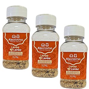 Kit 3 Pó Saborizante Natural Lambe Lambe Sabor Frango AlecrimPet