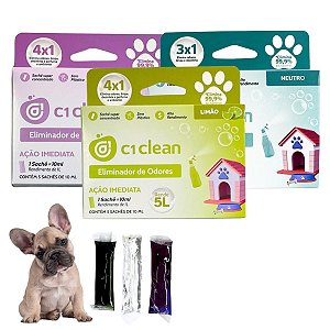 Kit 3 Eliminador de odores Desinfetante Seguro P/ Pets C1 Clean Rende 5L