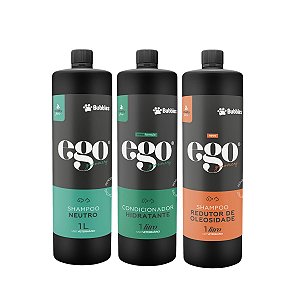 Kit Shampoo Neutro e Redutor de Oleosidade + Condicionador Hidtratante 1L Para Cães Banho e Tosa Bubbles
