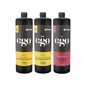 Kit Shampoo Neutralizador de Odores e Realçador de Cores + Condicionador Neutralizador 1L Para Cães Banho e Tosa Bubbles