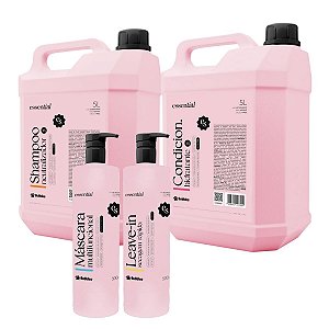Kit Shampoo Neutralizador Condicionador Máscara e Leave In Essential Para Cães Banho e Tosa Bubbles