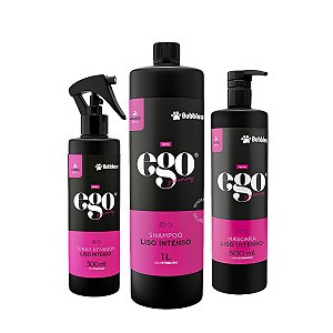Kit Liso Intenso Shampoo Máscara e Spray Ativador Para Cães Banho e Tosa Bubbles