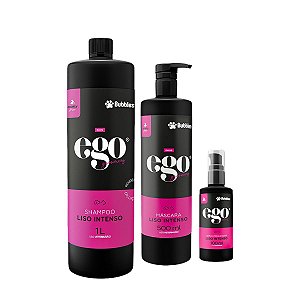 Kit Liso Intenso Shampoo Máscara e Sérum Para Cães Banho e Tosa Bubbles