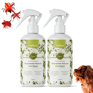 Kit 2 Repelente Com Neem 100% Natural Bioprotetor Vetfleur Para Cães 200ml