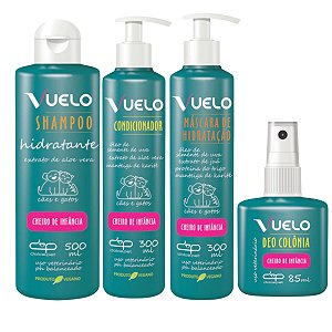 Kit Shampoo Hidratante Condicionador Máscara Perfume Cheiro de Infância Vuelo Cães