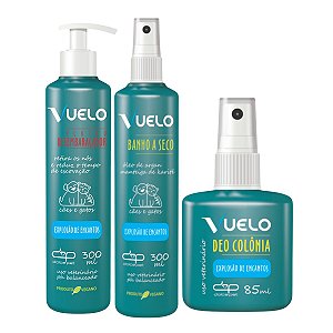 Kit Fluido Desembaraçador Banho a seco Perfume Explosão de Encantos Vuelo Cães