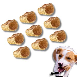Mini Traqueia Bovina Mordedor 100% Natural Para Cães 9 Uni Bicho do Mato