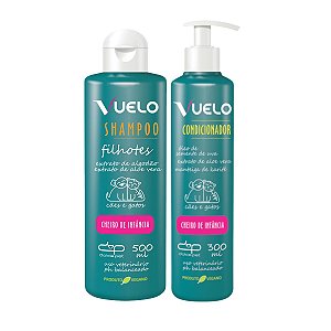 Kit Shampoo Filhotes e Condicionador Cheiro de Infância Vuelo Cães