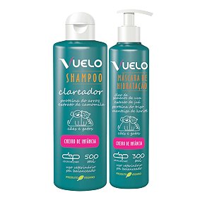 Kit Shampoo Clareador e Máscara Hidratação Cheiro de Infância Vuelo Cães
