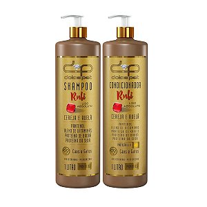 Kit Dolce Pet Shampoo e Condicionador Liso 1L Cereja e Avelã Cães e Gatos