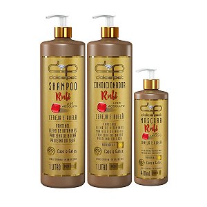 Kit Dolce Pet Shampoo Condicionador Liso 1L e Máscara Liso 450ml Cereja e Avelã Cães e Gatos