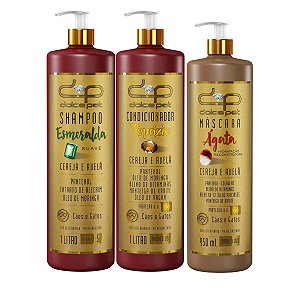 Kit Dolce Pet Shampoo Suave 1:5 Condicionador e Máscara Hidratação 950ml Cães e Gatos