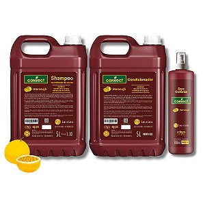 Kit Shampoo Neutralizador Condicionador PU e Perfume Connect Dolce Pet Cães Maracujá 5L