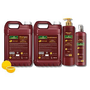 Kit Shampoo Neutralizador Condicionador PU Perfume Máscara Connect Maracujá 5L
