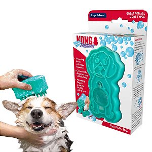 Kong ZoomGroom Bubbles Escova Para Banho Pet Cães e Gatos Com Dispenser