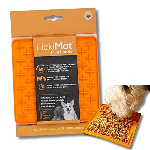 Lickimat Buddy Mini Tapete de Lamber Para Cães e Gatos Laranja