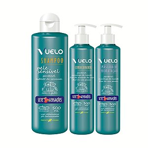Kit Shampoo Pele Sensível Condicionador e Máscara Sete Sensações Vuelo Cães