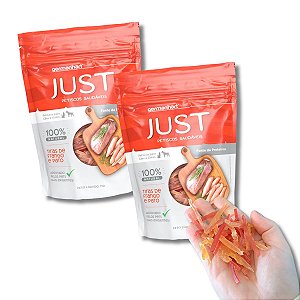 Kit 2 Just Petisco Para Cães Natural Mix Tiras de Frango e Pato 75g