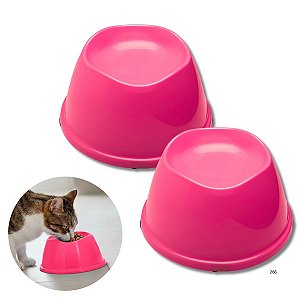 Kit Comedouro e Bebedouro Alto Para Cães e Gatos Stark High Pink Neon
