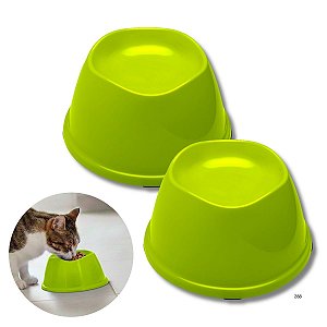 Kit Comedouro e Bebedouro Alto Para Cães e Gatos Stark High Verde Neon