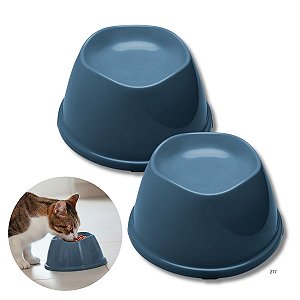 Kit Comedouro e Bebedouro Alto Para Cães e Gatos Stark High Cinza