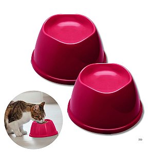 Kit Comedouro e Bebedouro Alto Para Cães e Gatos Stark High Magenta