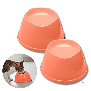 Kit Comedouro e Bebedouro Alto Para Cães e Gatos Stark High Rosê