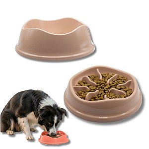 Kit Comedouro Lento Interativo e Bebedouro Para Cães Stark Slow 550ml Rosê