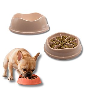 Kit Comedouro Lento Interativo e Bebedouro Para Cães Stark Slow 350ml Rosê