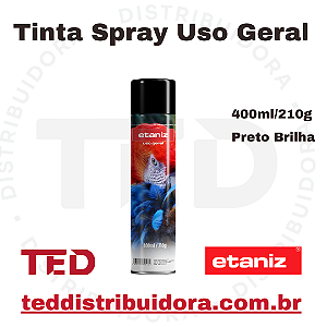TINTA SPRAY USO GERAL PRETO BRILHANTE ETANIZ 400ML/210G