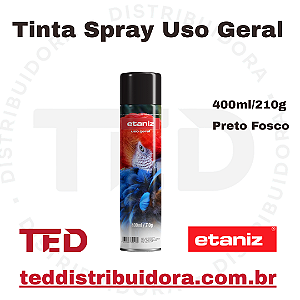 TINTA SPRAY USO GERAL PRETO FOSCO ETANIZ 400ML/210G