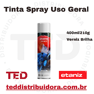 TINTA SPRAY USO GERAL VERNIZ BRILHANTE ETANIZ 400ML/210G