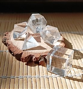 Kit Sólidos Platônicos cinco formas de Cristal de Quartzo