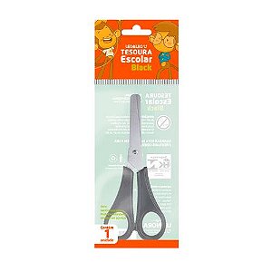 TESOURA ESCOLAR PRETA 13 CM LEONORA LEOELEO