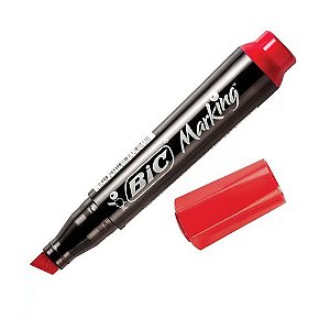 MARCADOR PERMANENTE MARKING RECARREGAVEL PONTA CHANFRADA 1.5 A 3.0MM VERMELHO C/12 BIC