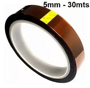 Fita Térmica Kapton Alta Temperatura 5mm Rolo 30mts, 6mm Rolo 30mts ou 8mm Rolo 33mts