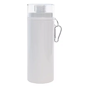 Squeeze Garrafa Alumínio Tampa Branca Mosquetão 600ml