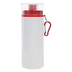 Squeeze Garrafa Alumínio Tampa Vermelha Mosquetão 600ml
