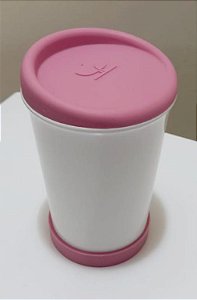 Copo Cônico Tampa e Base de Silicone Rosa - 300 ml