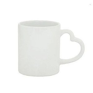 Caneca de Cerâmica Branca Com Alça de Coração, Borda E Interior Branca 325ml - Mr. Mug
