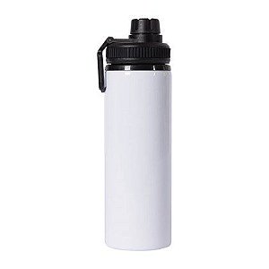 SQUEEZE GARRAFA ALUMINIO BRANCA TAMPA EMBORRACHAD ALCA 750ML