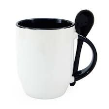 CANECA C/ COLHER FUNDO E INTERIOR PRETA MR MUG