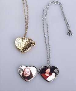 Cordão + Pingente personalizado com foto formato coração