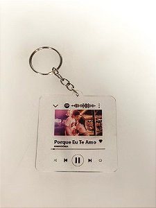 Chaveiro em acrílico tema Spotify personalizado