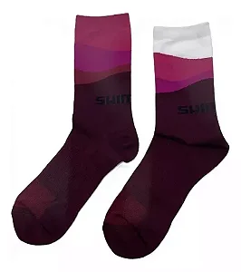MEIA SHIMANO CICLO CANO ALTO ORIGINAL TAM G-GG ROXO/ROSA