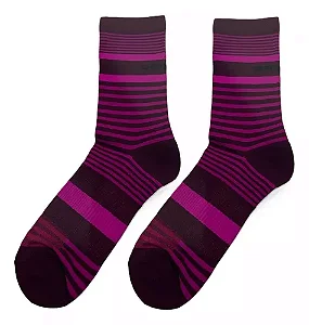 MEIA SHIMANO CICLO CANO ALTO ORIGINAL TAM P-M (36-40) ROXO/ROSA LISTRAS