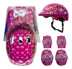 KIT PROTEÇÃO ABSOLUTE KIDS PRINCES ROSA - CAPACETE, JOELHEIRA, COTOVELEIRA (02 A 08 ANOS)