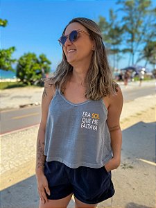 Cropped Alcinha Estonado Cinza