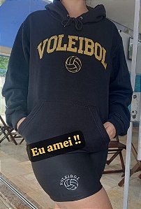 BLUSA MOLETOM CANGURU PRETO / DOURADO M AO GG
